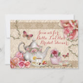 茶パーティーシャワー誕生日招待状 招待状 (正面)