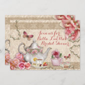 茶パーティーシャワー誕生日招待状 招待状 (正面/裏面)