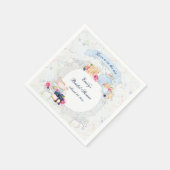 茶パーティーティーカップティーポットブルーホワイトピンクレース スタンダードカクテルナプキン (角)