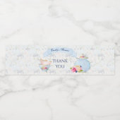 茶パーティーティーカップティーポットブルーホワイトピンク ペットボトルラベル (シングルラベル)