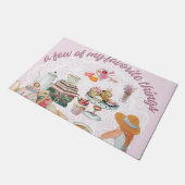 茶パーティーティーポットティーカップブックスカップケーキ ドアマット (アングル)