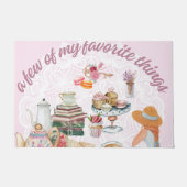 茶パーティーティーポットティーカップブックスカップケーキ ドアマット (正面)