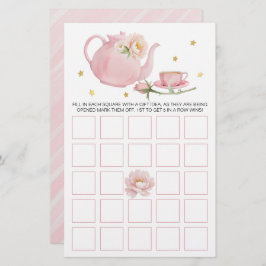 茶パーティーティーポット赤ちゃんシャワービンゴカード