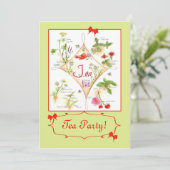 茶パーティーハーブティー水カラーイラストレーションアート 招待状 (スタンド正面)
