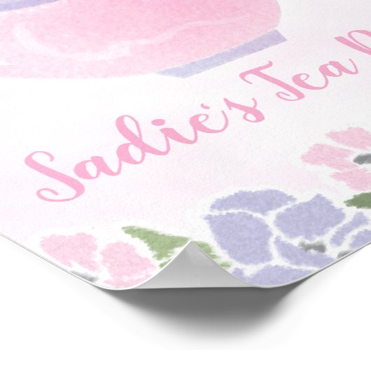 茶パーティーバースデーパーティー歓迎サイン ポスター (角)