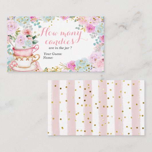 茶パーティーパステル花数を推測 エンクロージャーカード (正面/裏面)