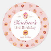 茶パーティーパタ王室のーンピンク誕生日 ラウンドシール (正面)