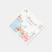 茶パーティーパーソナライズされたフローラ スタンダードカクテルナプキン (角)