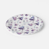 茶パーティーピンクと青の水色 ペーパープレート (アングル)