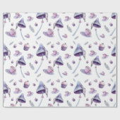 茶パーティーピンクと青の水色 ラッピングペーパー (フラット)