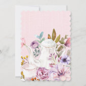 茶パーティーピンク水彩花赤ちゃんシャワー サンキューカード (裏面)