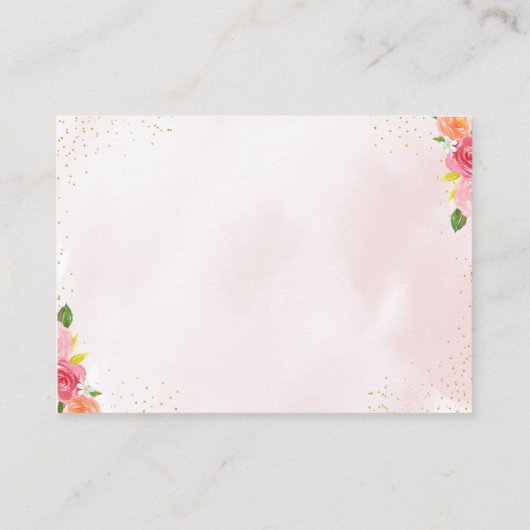 茶パーティーピンク金ゴールド赤ちゃんシャワーおむつラッフル エンクロージャーカード (裏面)