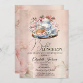 茶パーティーフラワーズヴィンテージブライダル昼食会 招待状 (正面/裏面)