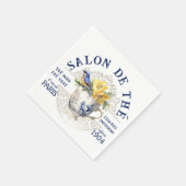 茶パーティーフランスのティーカップ鳥フローラヴィンテージブルー スタンダードカクテルナプキン (角)