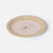 茶パーティーフローラピンク金ゴールドグリッターブライダルシャワー ペーパープレート (アングル)