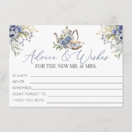 茶パーティーフローラブライダルシャワーアドバイスとウィッシュ エンクロージャーカード