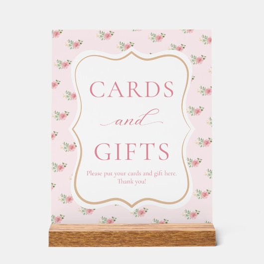 茶パーティーフローラブライダルシャワーカードとギフト アクリルサイン