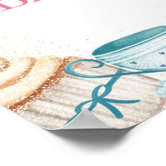 茶パーティーフローラベビーシャワー歓迎サイン ポスター (角)