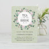 茶パーティーフローラリース素朴ブライダルシャワー 招待状 (スタンド正面)