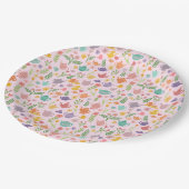 茶パーティーブライダルイースター春フローラ カラフル ペーパープレート (アングル)