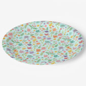 茶パーティーブライダルイースター春フローラ カラフル ペーパープレート (アングル)