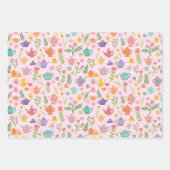 茶パーティーブライダルイースター春フローラ カラフル ラッピングペーパーシート (正面2)