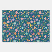 茶パーティーブライダルイースター春フローラ カラフル ラッピングペーパーシート (正面2)