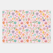 茶パーティーブライダルイースター春フローラ カラフル ラッピングペーパーシート (正面)