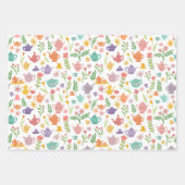 茶パーティーブライダルイースター春フローラ カラフル ラッピングペーパーシート (正面2)