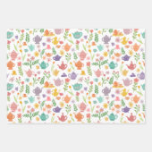 茶パーティーブライダルイースター春フローラ カラフル ラッピングペーパーシート (正面)
