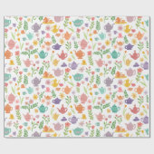 茶パーティーブライダルイースター春フローラ カラフル ラッピングペーパー (フラット)