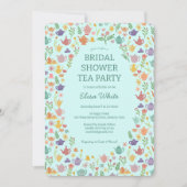 茶パーティーブライダルシャワーかわいいカスタムQRコード 招待状 (正面)