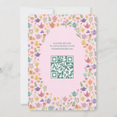 茶パーティーブライダルシャワーかわいいカスタムQRコード 招待状 (裏面)