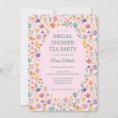 茶パーティーブライダルシャワーかわいいカスタムQRコード 招待状 (正面)
