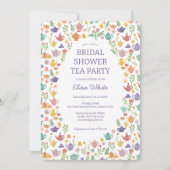 茶パーティーブライダルシャワーかわいいカスタムQRコード 招待状 (正面)