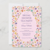 茶パーティーブライダルシャワーかわいいカスタムQRコード 招待状 (正面)