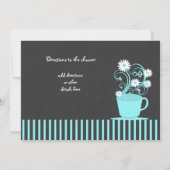 茶パーティーブライダルシャワーアクアアンド石板 招待状 (裏面)