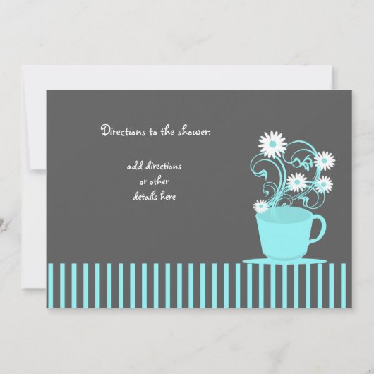 茶パーティーブライダルシャワーアクアアンド石板 招待状 (裏面)