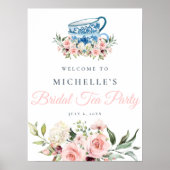 茶パーティーブライダルシャワーウェルカムサイン ポスター (正面)