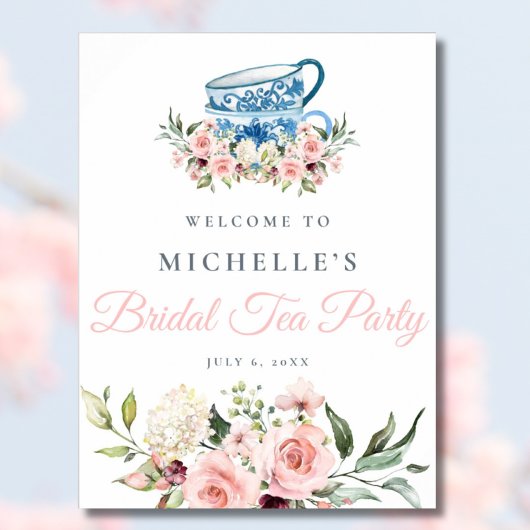 茶パーティーブライダルシャワーウェルカムサイン ポスター