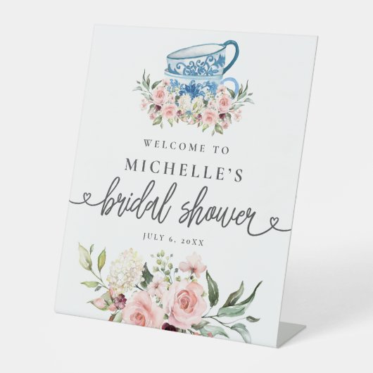 茶パーティーブライダルシャワーウェルカムサイン 台座サイン (正面)