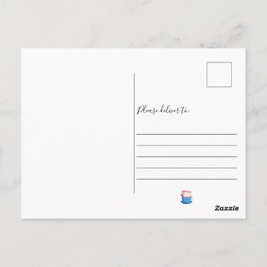 茶パーティーブライダルシャワーエレガントかわいいアフタヌーンティー ポストカード (裏面)