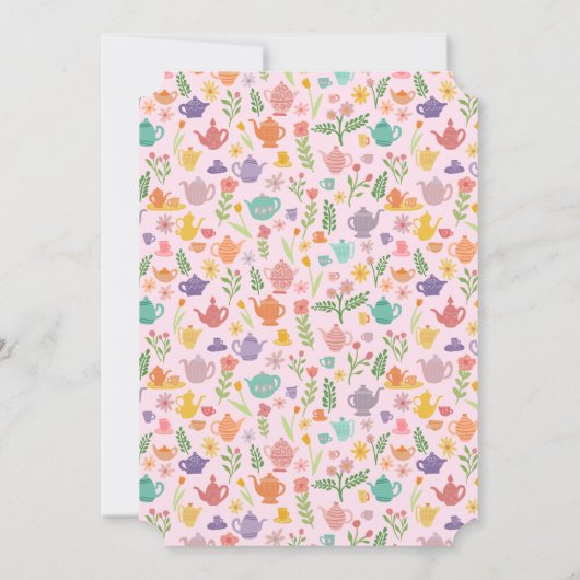 茶パーティーブライダルシャワーカワイイカラフルカスタム 招待状 (裏面)