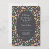 茶パーティーブライダルシャワーカワイイカラフルカスタム 招待状 (正面)