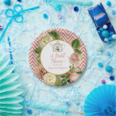 茶パーティーブライダルシャワーシェブロンストライプバラ ペーパープレート (パーティー)