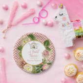 茶パーティーブライダルシャワーシェブロンストライプバラ ペーパープレート (パーティー)