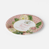 茶パーティーブライダルシャワーシェブロンストライプバラ ペーパープレート (アングル)