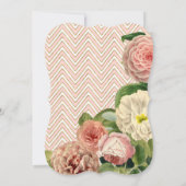 茶パーティーブライダルシャワーシェブロンストライプバラ 招待状 (裏面)