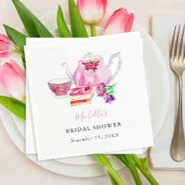 茶パーティーブライダルシャワーティーポットダスティバラピンク スタンダードカクテルナプキン
