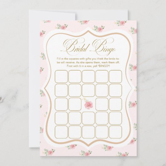 茶パーティーブライダルシャワービンゴゲームカード 招待状 (正面)